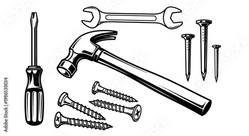 Hammer and tools for home repair.