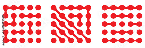 Connected liquid or nano dots pattern with vanishing effect. Disappearing organic amorphous shapes texture. Linked metaballs, molecules or cells transition background. Vector graphic illustration.