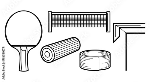 Ping pong equipment and accessories.