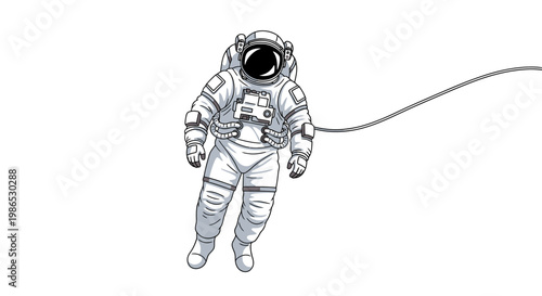 Astronaut in Space Suit Floating Freely.