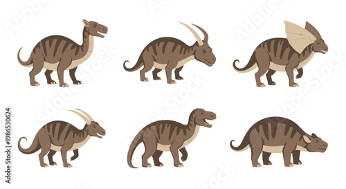 Brown dinosaur toy model collection walking.