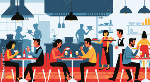 People eating at restaurant tables 1.