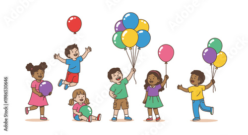 Children Playing With Colorful Balloons 1.