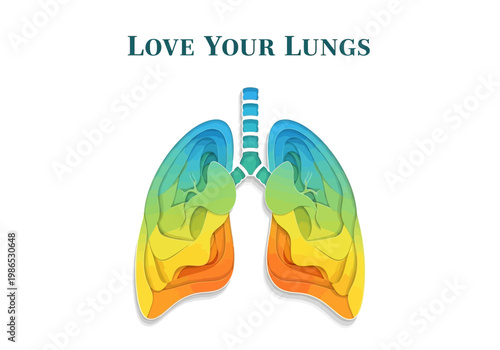 Vector Illustration of Human Lungs with Vibrant Colors Representing Health and Wellbeing