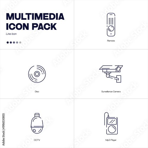Multimedia Outline Style Icon Pack