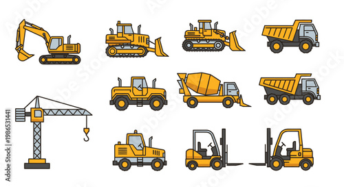 Yellow construction vehicles and equipment 1.