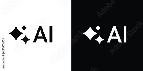 Ai generate symbol icon set. Set of AI, Artificial intelligence symbol icon - Stock Vector