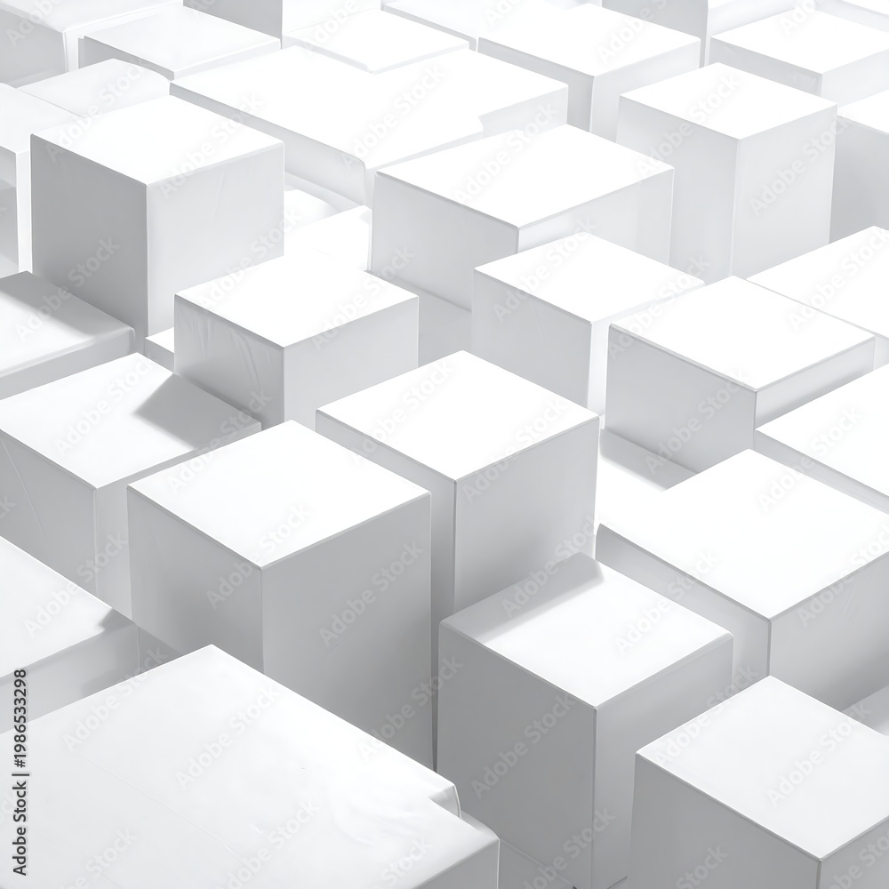 Obraz premium A 3D arrangement of white cubes in a grid pattern (1)