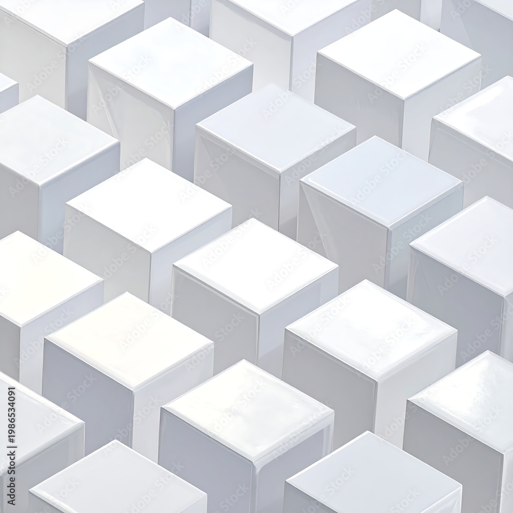 Fototapeta premium A 3D arrangement of white cubes in a grid pattern