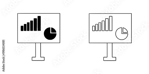 Dashboard and analytics icon. Collection with outline style. Featuring business charts, financial statistics, growth, reports, and data monitoring symbols. Vector illustration.