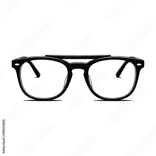 Black Eyeglass Frames with Double Bridge Design Isolated on White Background for Optical Store