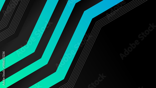 Cyberpunk style cyan blue and black diagonal geometric line pattern background