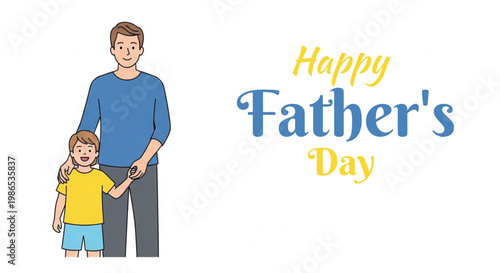 Happy father's day illustration father and son bonding