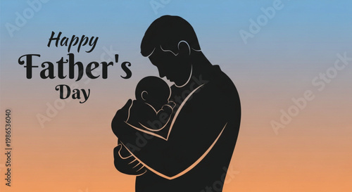 Happy father's day silhouette a loving embrace between father and child