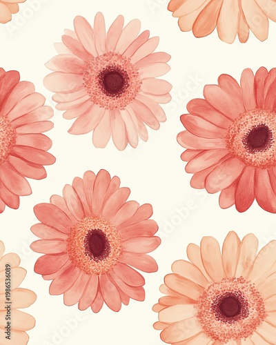 A Seamless Pattern A vibrant pattern of pink daisies on a soft background, perfect for floral designs.
