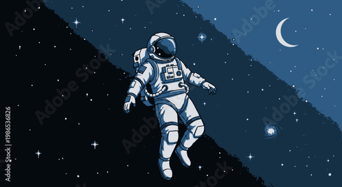Astronaut Floating in Space Suit Alone 1.