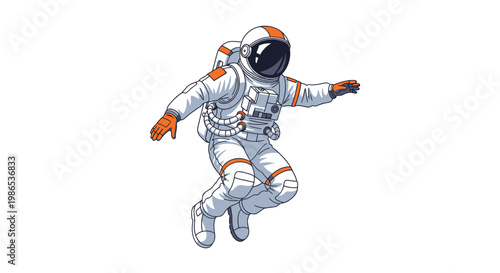 Astronaut in white space suit floating.
