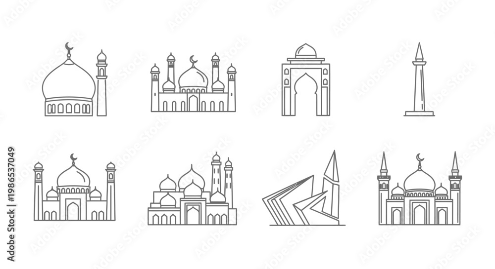 Fototapeta premium Architectural landmarks and monuments illustrations.