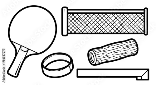 Ping Pong Paddle and Ball.