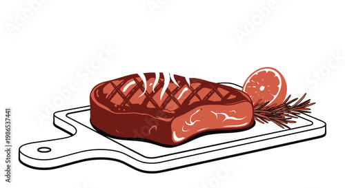 Grilled Steak on Cutting Board.