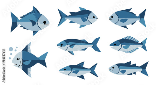 School of Blue Fish Swimming Together.