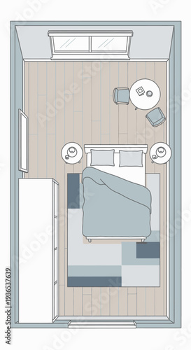 Small modern bedroom interior design.