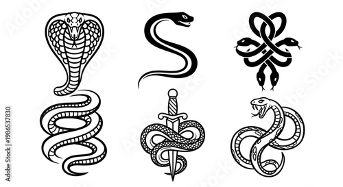 Black and white snake tattoo designs.