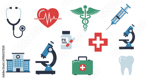 Medical icons and healthcare symbols.