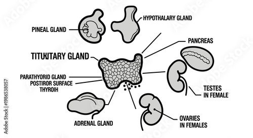 Human Pituitary Gland Anatomy Diagram.