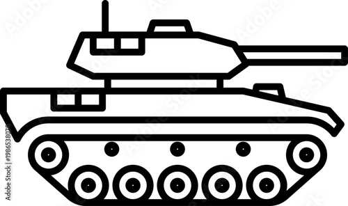 Military Battle Tank Armored Vehicle Line Icon