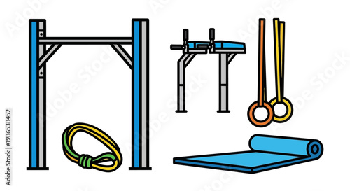 Gym equipment for strength training exercises.