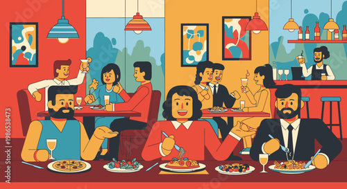 People eating at a restaurant table 1.