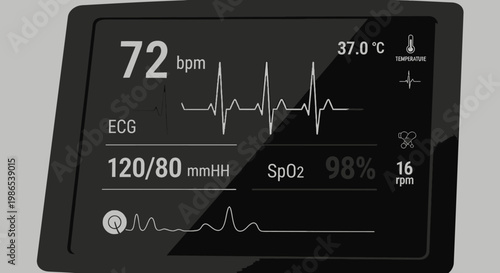 Medical device showing vital signs.