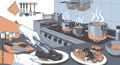 Person preparing food in kitchen.