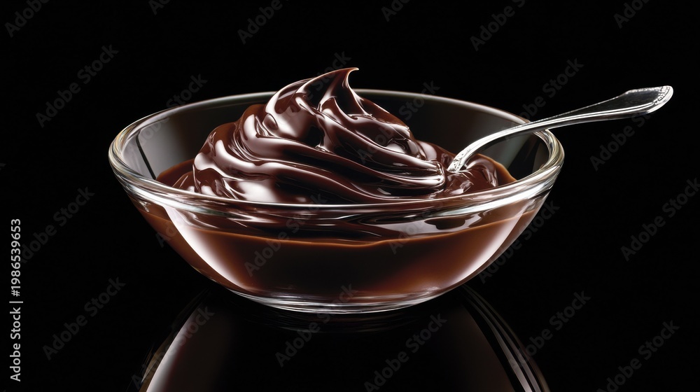 Fototapeta premium Rich Chocolate Dessert Swirl in a Glass Bowl