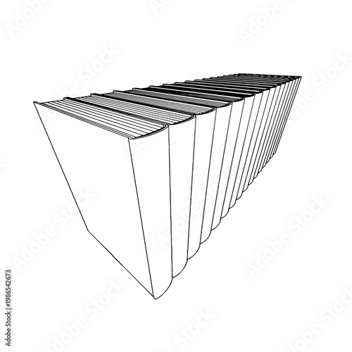 Outline for Coloring of Hardcover Book with Bookmark on White Background. Vector Illustration.