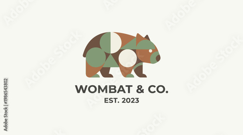 Wombat animal illustration design concept.