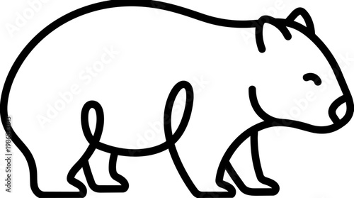Bear silhouette illustration simple cartoon line art.