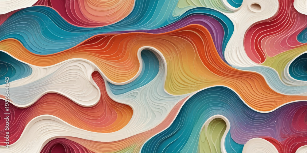 Obraz premium Colorful abstract seamless wave pattern background design