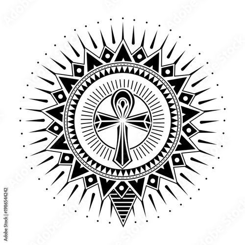 Filled style illustration showing egyptian ankh