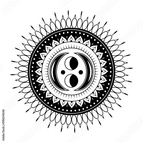 Glyph style illustration depicting moon phase