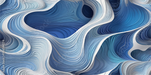 Abstract blue flowing wave background with liquid motion texture and artistic 3D water swirl design wallpaper