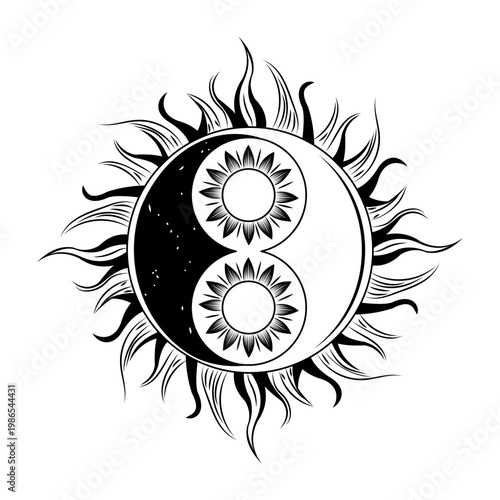 Glyph style illustration representing duality symbol