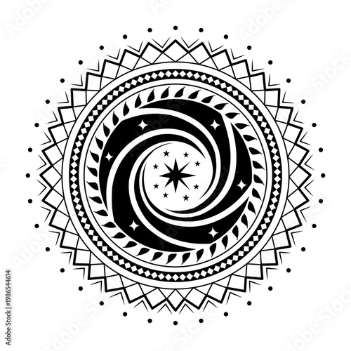 Glyph style illustration representing galactic orbit