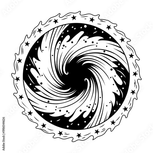 Filled style illustration showing galactic spiral