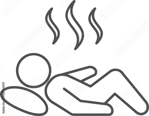 person lying down with steam rising