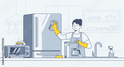 Man cleaning refrigerator with cloth.