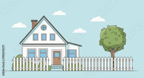A white house with picket fence.