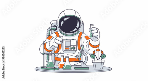 Astronaut in Space Suit Holding Object.
