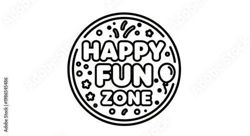 Happy fun zone colorful text logo.
